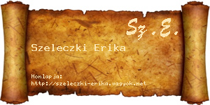 Szeleczki Erika névjegykártya